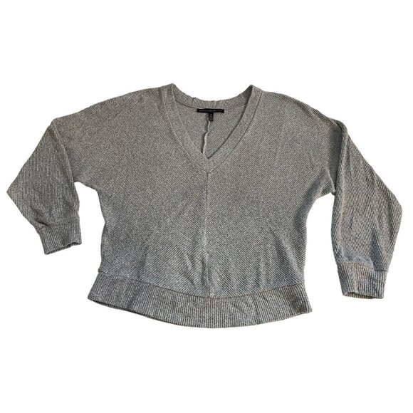 White House Black Market Sweater Womens M Gray Pullover Ribbed V Neck Casual - Picture 8 of 9